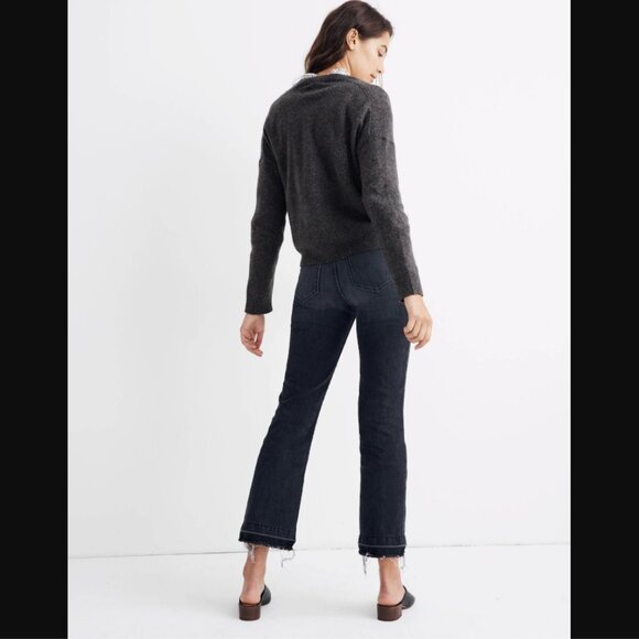 Madewell Short Kent Ex-Boyfriend Cardigan Sweater in Heather Shadow - Picture 3 of 10